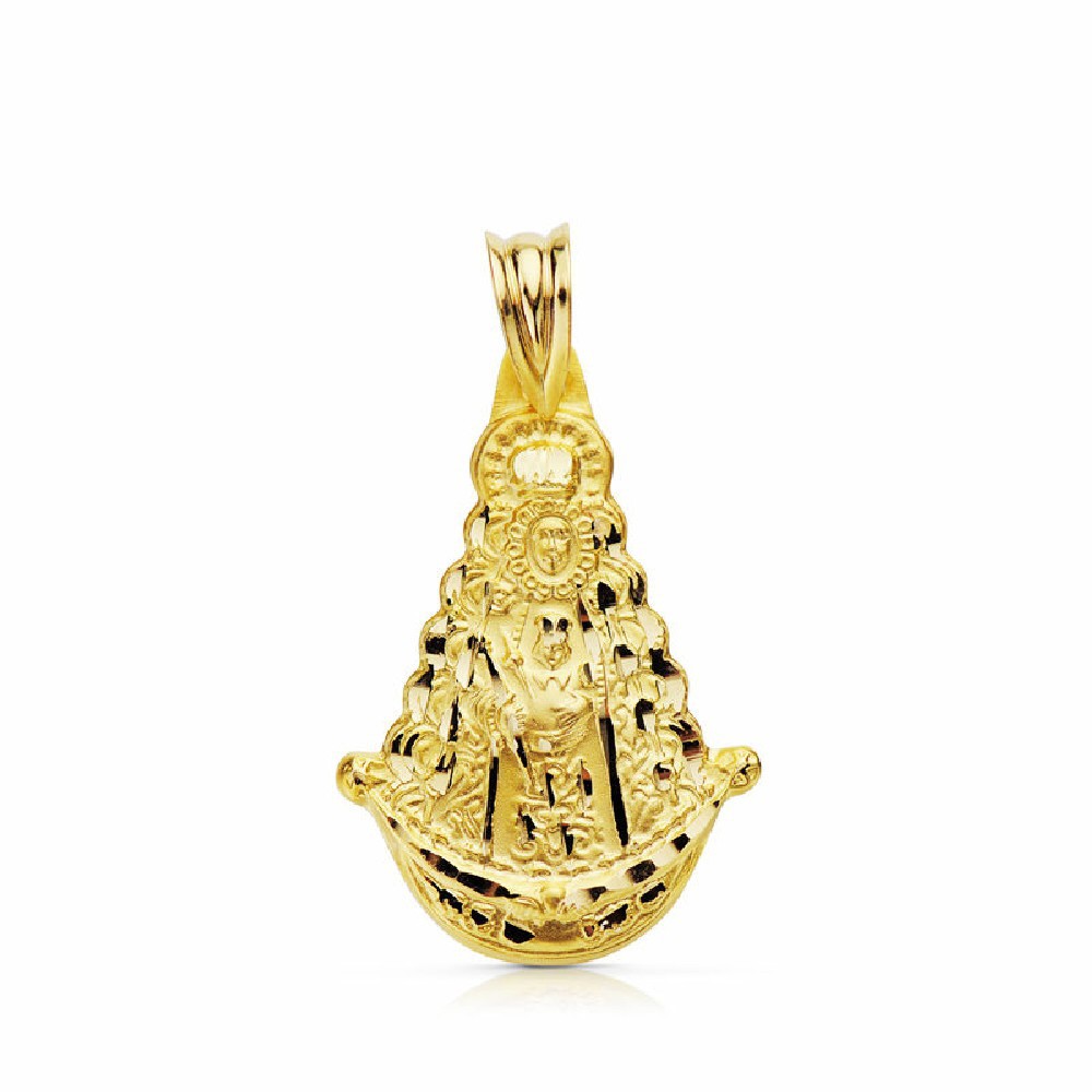 Medalla silueta Virgen del Rocío en oro de 9 kilates pequeña