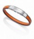 PULSERA DE ACERO TRENZA NARANJA MARRON