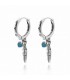 PENDIENTES PLATA ARO PLUMA CORAZON AZUL