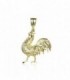 Colgante Gallo en Plata 925 Chapado en Oro